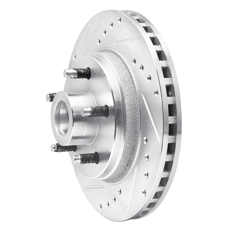 R1 Concepts R1 82-87 Ford Mustang Front Left Drilled & Slotted Silver Brake Rotor