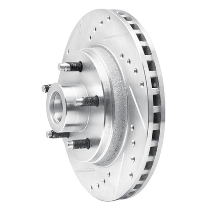 R1 Concepts R1 82-87 Ford Mustang Front Left Drilled & Slotted Silver Brake Rotor