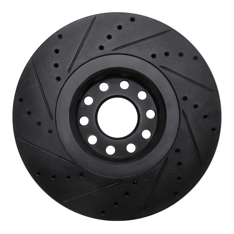 R1 Concepts R1 00-03 Audi A8 Front Right Drilled & Slotted Black Brake Rotor