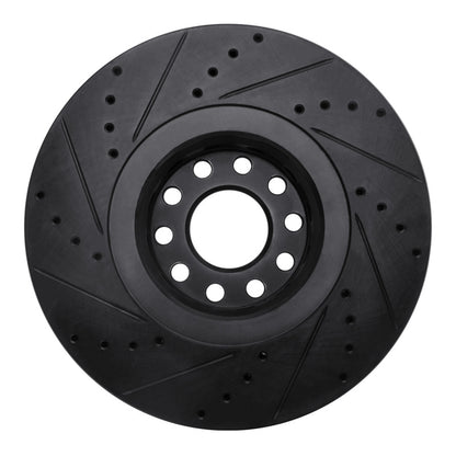 R1 Concepts R1 00-03 Audi A8 Front Right Drilled & Slotted Black Brake Rotor