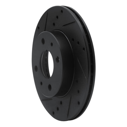 R1 Concepts R1 95-00 Nissan 200SX Front Left Drilled & Slotted Black Brake Rotor