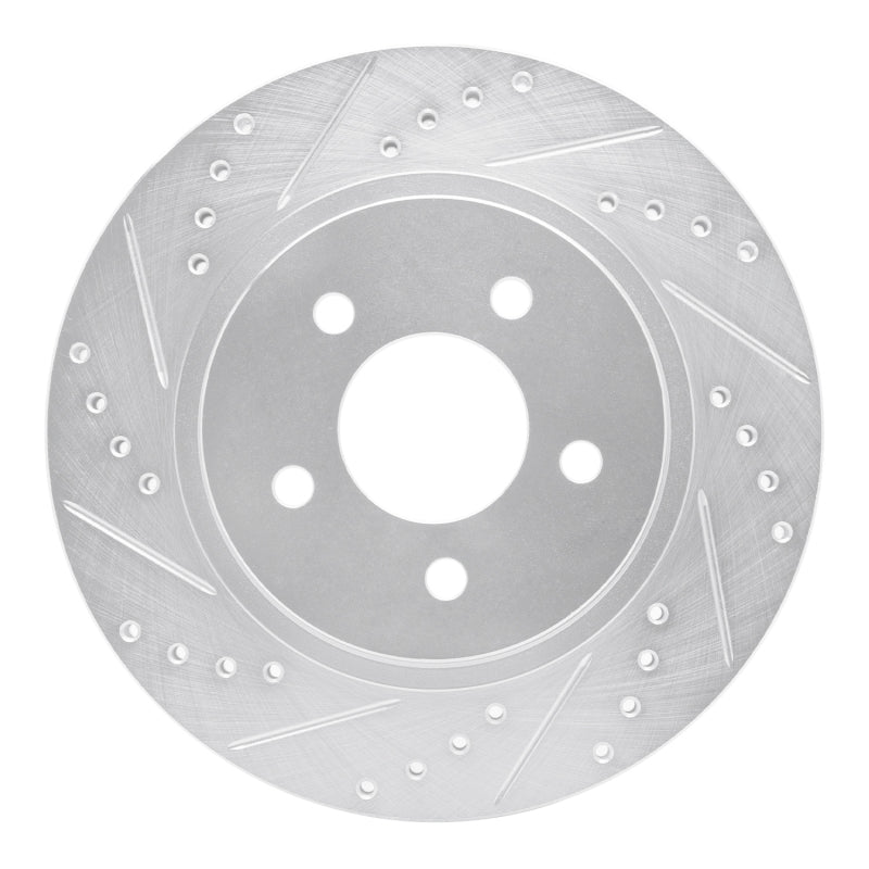 R1 Concepts R1 05-14 Ford Mustang Rear Left Drilled & Slotted Silver Brake Rotor