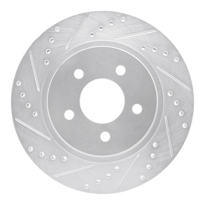 R1 Concepts R1 05-14 Ford Mustang Rear Left Drilled & Slotted Silver Brake Rotor