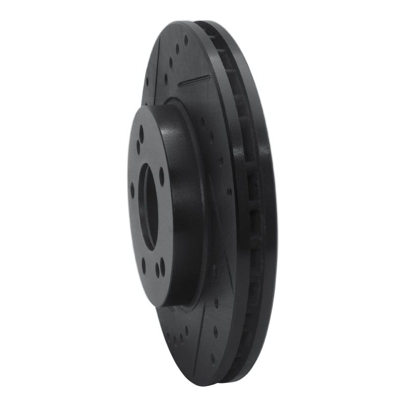 R1 Concepts R1 99-01 Infiniti I30 Front Left Drilled & Slotted Black Brake Rotor