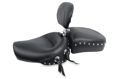 Mustang Motorcycle Mustang 82-03 Harley Sportster Wide Touring Solo Seat w/Driver Backrest Studs - Black