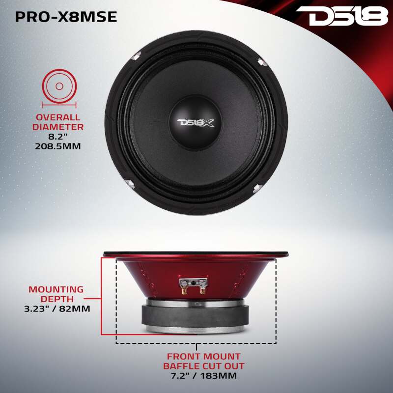 DS18 8in 275 Watts RMS 8 ohm Mid-Range Loudspeaker Sealed Back