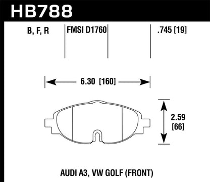 Hawk Performance Hawk 15-17 VW Golf / Audi A3/A3 Quattro Front High Performance 5.0 Brake Pads