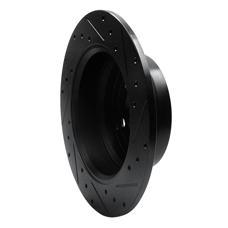 R1 Concepts R1 96-04 Volvo S70 Rear Left Drilled & Slotted Black Brake Rotor