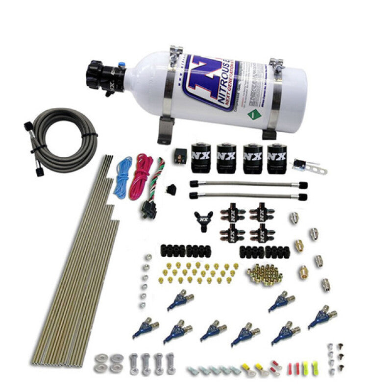 Nitrous Express 8 Cyl Piranha Direct Port 4 Solenoids Nitrous Kit (200-500HP) w/5lb Bottle