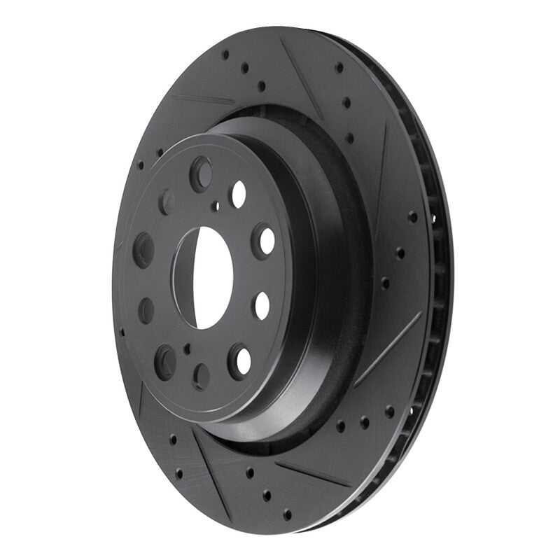 R1 Concepts R1 07-17 Lexus LS460 Rear Right Drilled & Slotted Black Brake Rotor