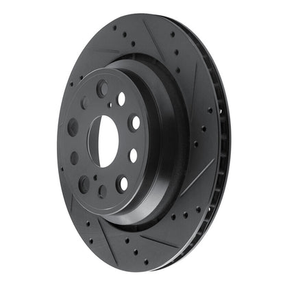R1 Concepts R1 07-17 Lexus LS460 Rear Right Drilled & Slotted Black Brake Rotor