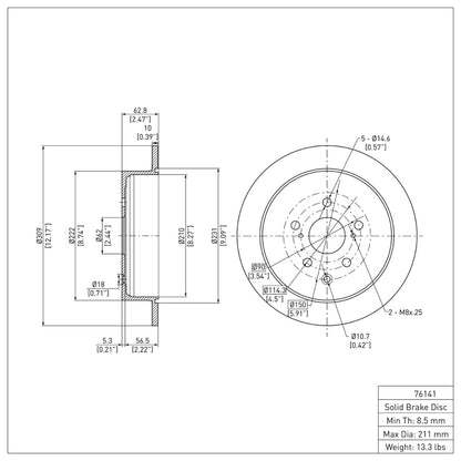 DFC 10-20 Lexus RX450h Rear Brake Rotor