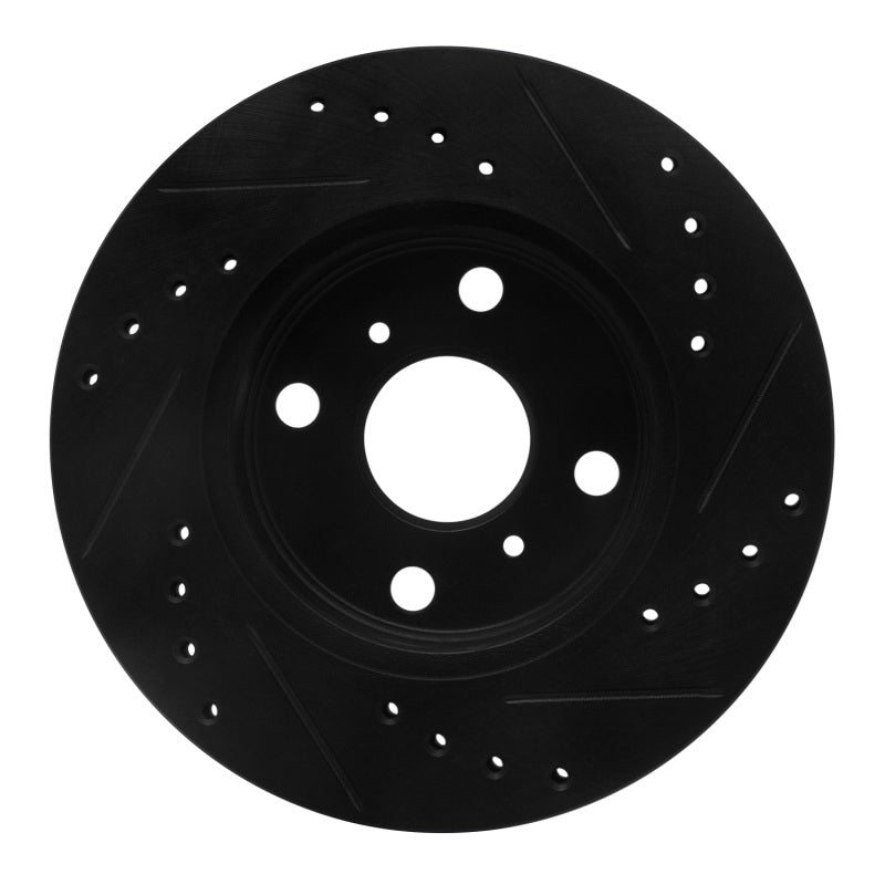 R1 Concepts R1 85-88 Chevrolet Nova Front Left Drilled & Slotted Black Brake Rotor
