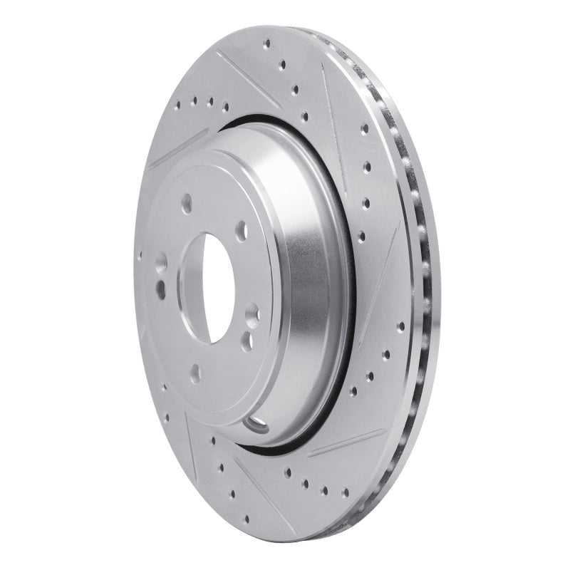 R1 Concepts R1 18-23 Genesis G80 Rear Right Drilled & Slotted Silver Brake Rotor