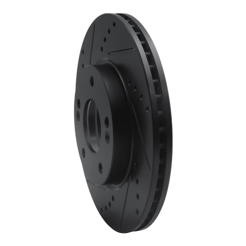R1 Concepts R1 2011-2025 Hyundai Elantra Coupe Front Left Drilled & Slotted Black Brake Rotor