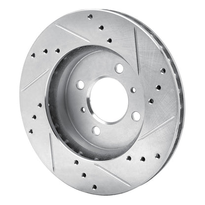 R1 Concepts R1 98-07 Mitsubishi Lancer Front Left Drilled & Slotted Silver Brake Rotor