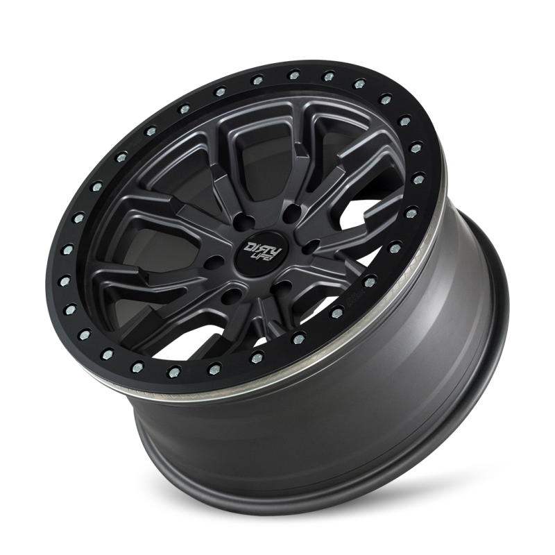 Dirty Life 9303 DT-1 17x9/5x127 BP/-38mm Offset/78.1mm Hub Matte Gunmetal Wheel - Beadlock