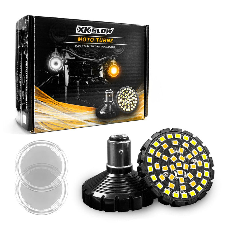 XKGLOW XK Glow Motorcycle Front LED Turn Signal Kit - Flat Style Clear Lenses