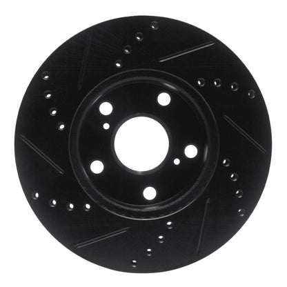 R1 Concepts R1 05-15 Toyota Tacoma Front Right Drilled & Slotted Black Brake Rotor