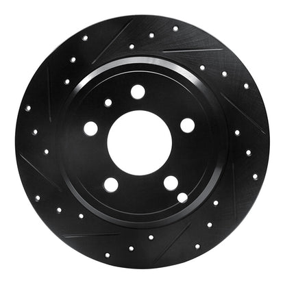 R1 Concepts R1 96-04 Volvo S70 Rear Left Drilled & Slotted Black Brake Rotor
