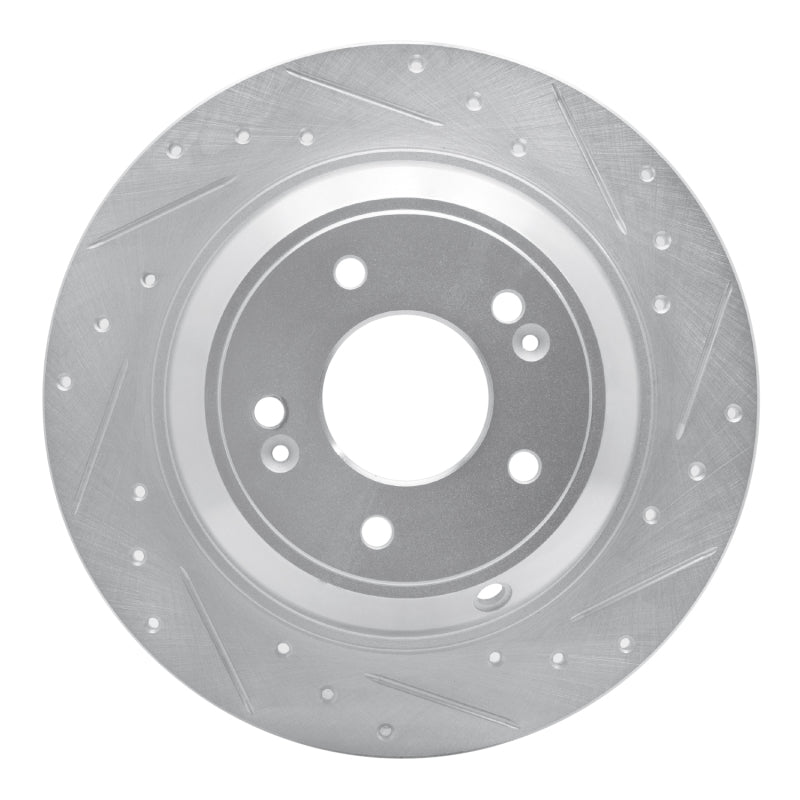 R1 Concepts R1 18-23 Genesis G70 Rear Right Drilled & Slotted Silver Brake Rotor