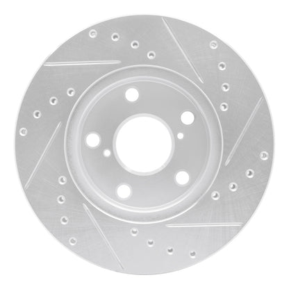 R1 Concepts R1 92-98 Lexus SC300 Front Left Drilled & Slotted Silver Brake Rotor