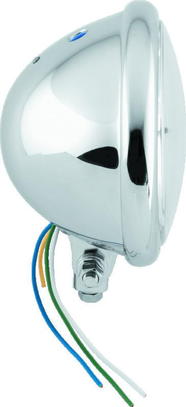Bikers Choice 5-3/4 Chrome Bottom Mount Headlight Clear Lens H4 60/55W Universal