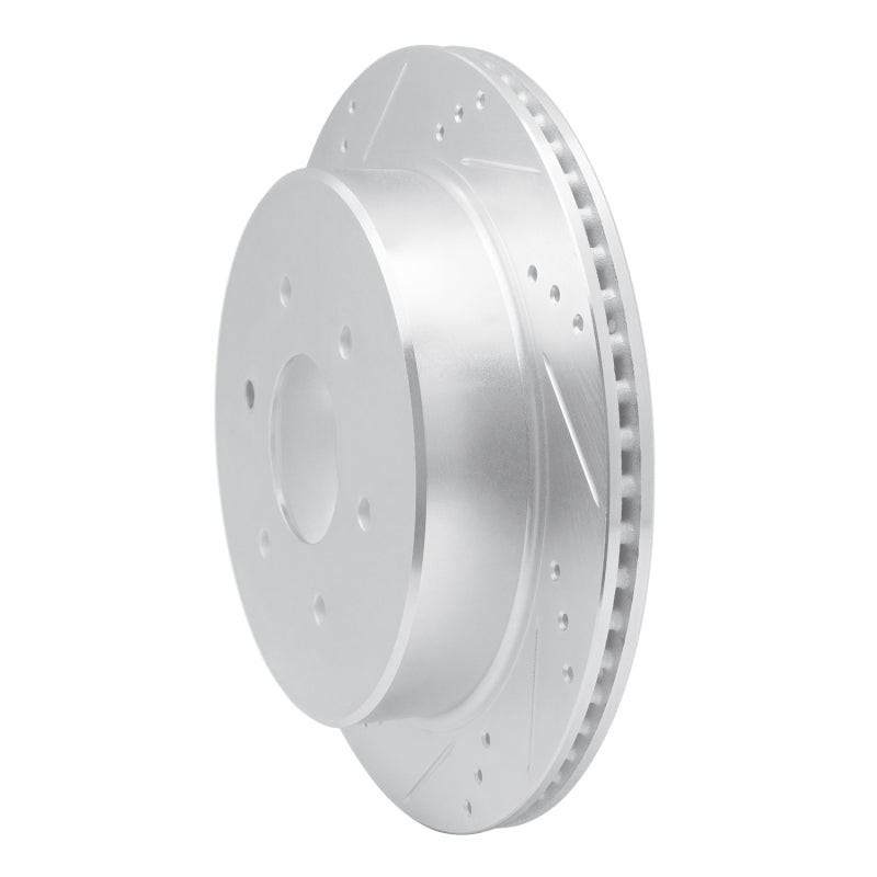 R1 Concepts R1 17-24 Nissan Titan Rear Left Drilled & Slotted Silver Brake Rotor