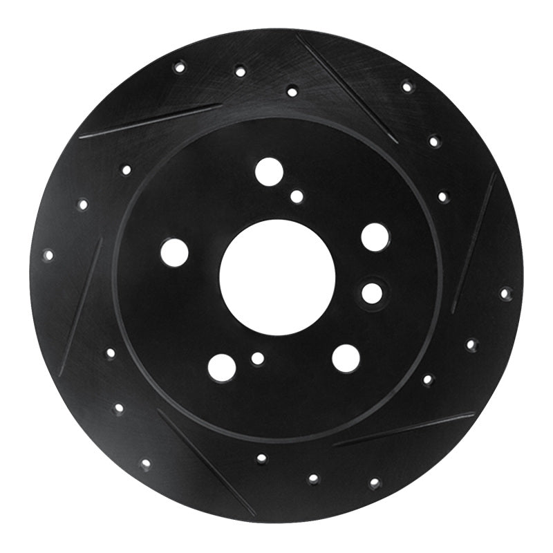 R1 Concepts R1 00-04 Toyota AVALON Rear Right Drilled & Slotted Black Brake Rotor