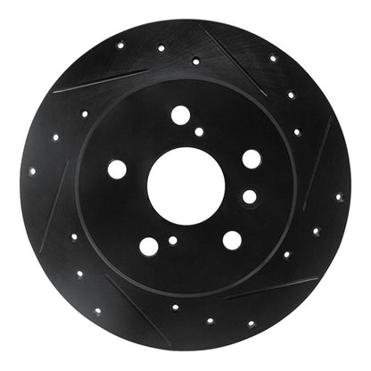 R1 Concepts R1 00-04 Toyota AVALON Rear Right Drilled & Slotted Black Brake Rotor
