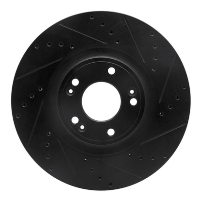 R1 Concepts R1 09-14 Hyundai Genesis Sedan Front Right Drilled & Slotted Black Brake Rotor