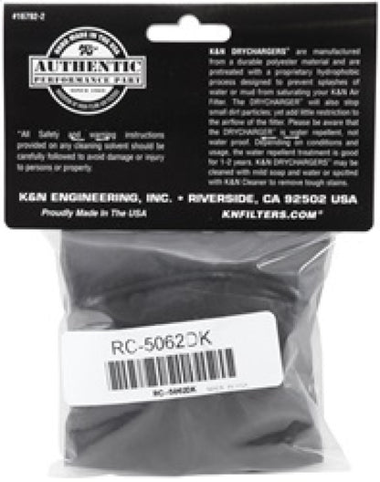 K&N Engineering K&N 4.5in Base ID x 3.5in Top ID x 6in H - Black - Round Tapered - Drycharger Air Filter Wrap