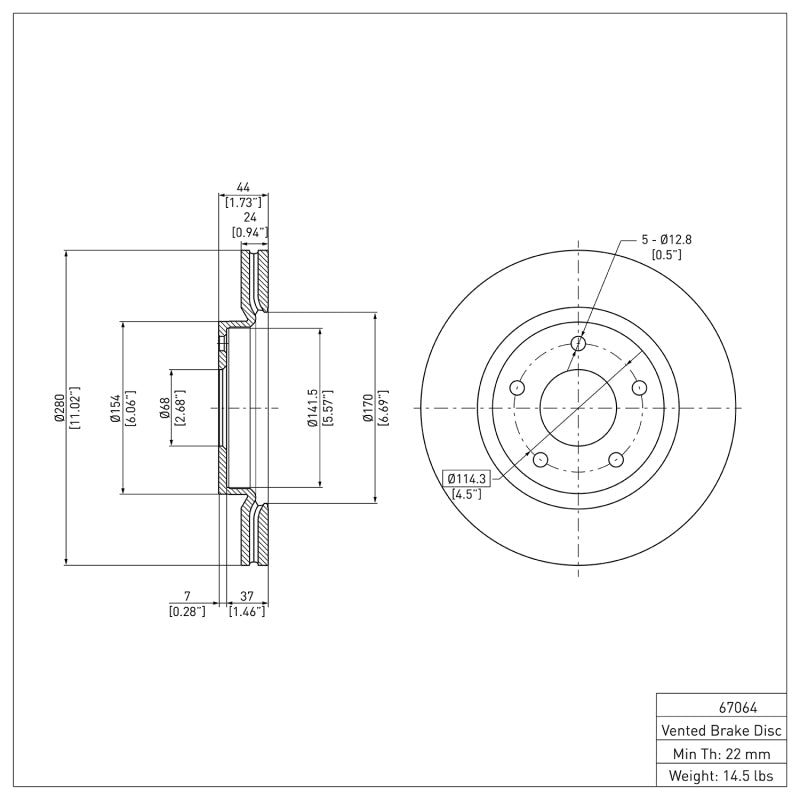 DFC 13-19 Nissan Sentra Front Brake Rotor