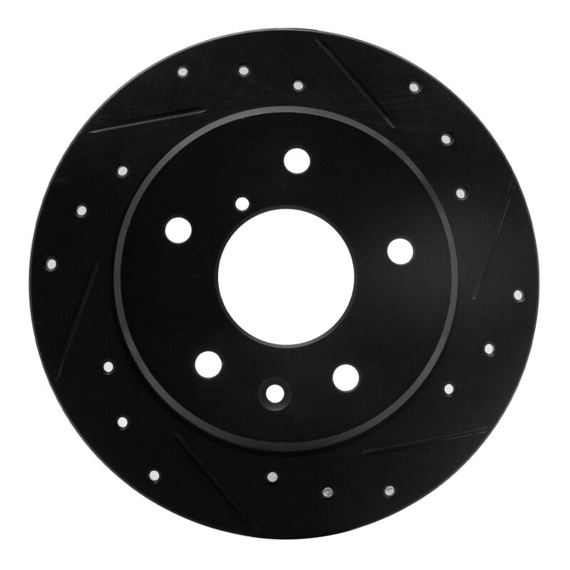 R1 Concepts R1 89-91 Mazda RX-7 Rear Right Drilled & Slotted Black Brake Rotor