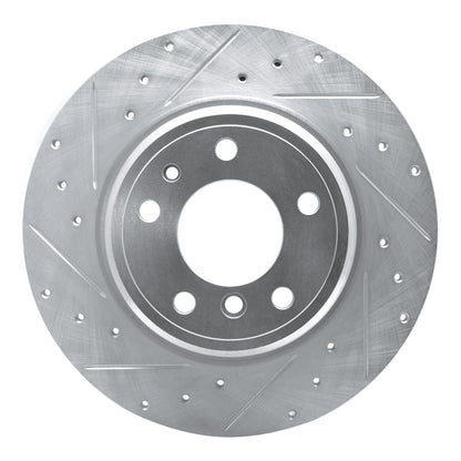 R1 Concepts R1 91-01 BMW 850CSI Rear Left Drilled & Slotted Silver Brake Rotor