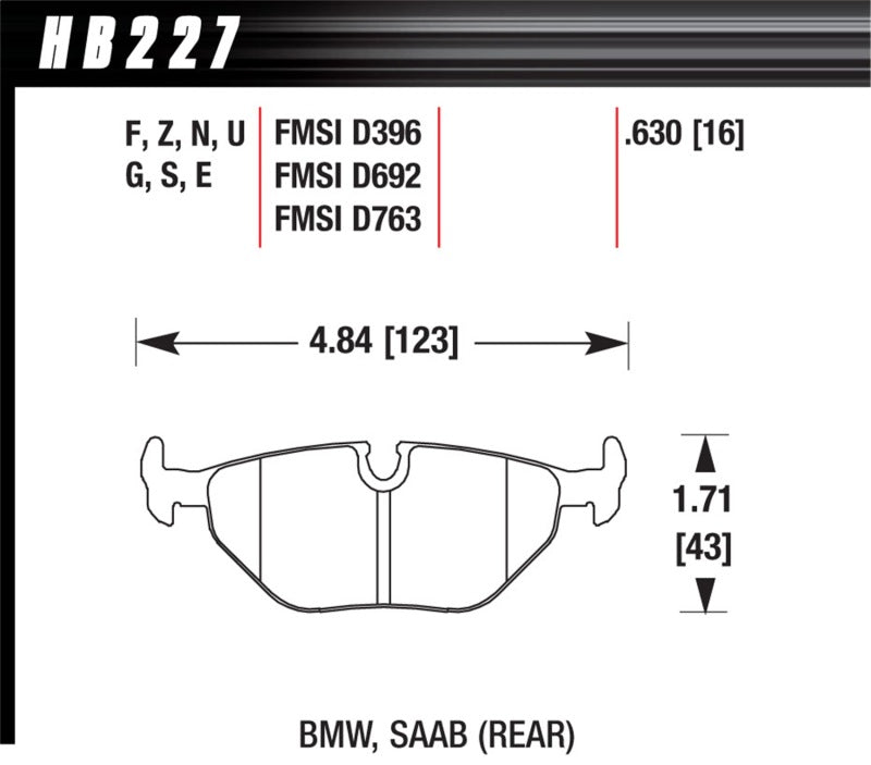 Hawk Performance Hawk 1992-1998 BMW 318i HPS 5.0 Rear Brake Pads