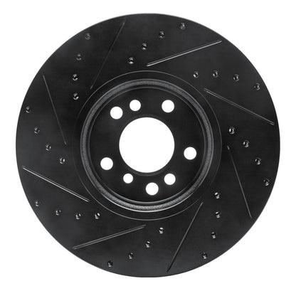 R1 Concepts R1 00-06 BMW X5 Front Right Drilled & Slotted Black Brake Rotor