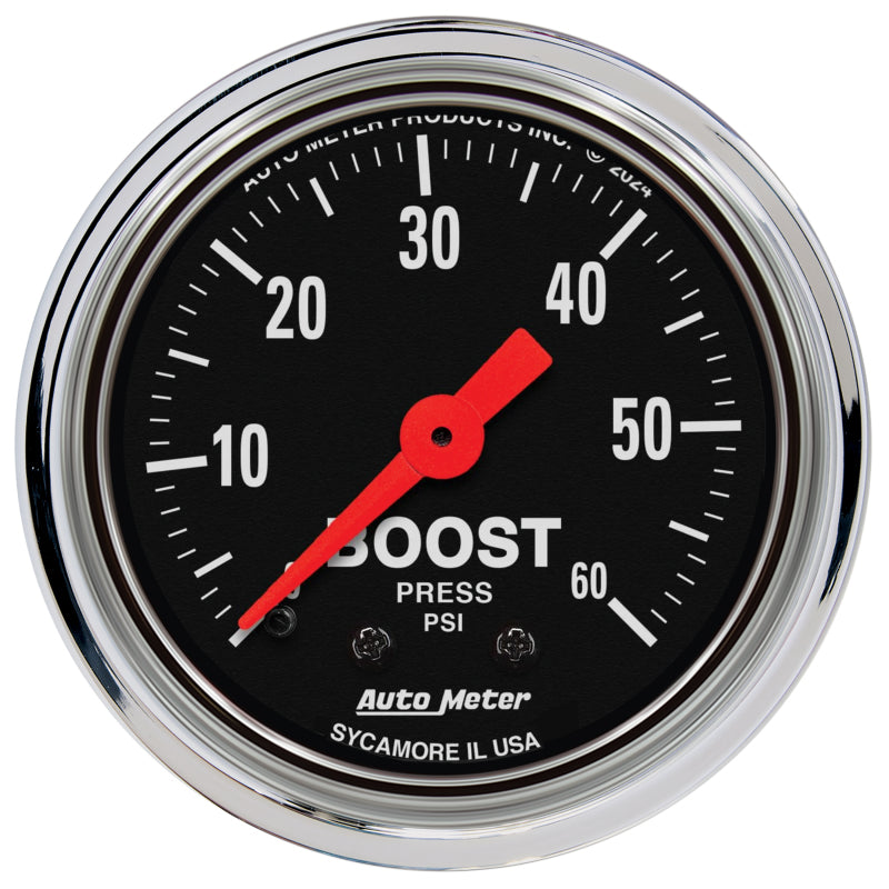 AutoMeter Gauge Boost 2-1/16in. 60 PSI Mechanical Traditional Chrome
