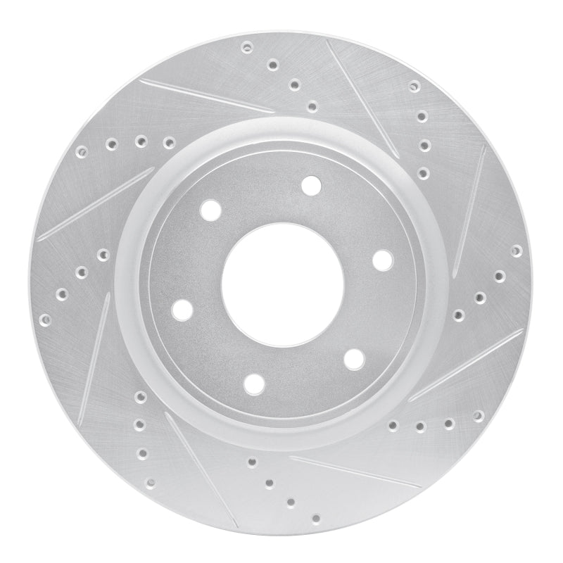R1 Concepts R1 05-07 Infiniti QX56 Front Right Drilled & Slotted Silver Brake Rotor