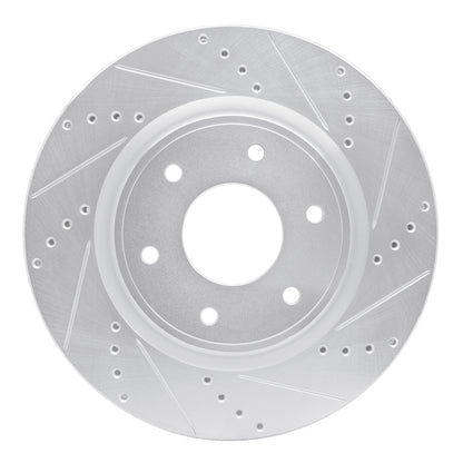 R1 Concepts R1 05-07 Infiniti QX56 Front Right Drilled & Slotted Silver Brake Rotor
