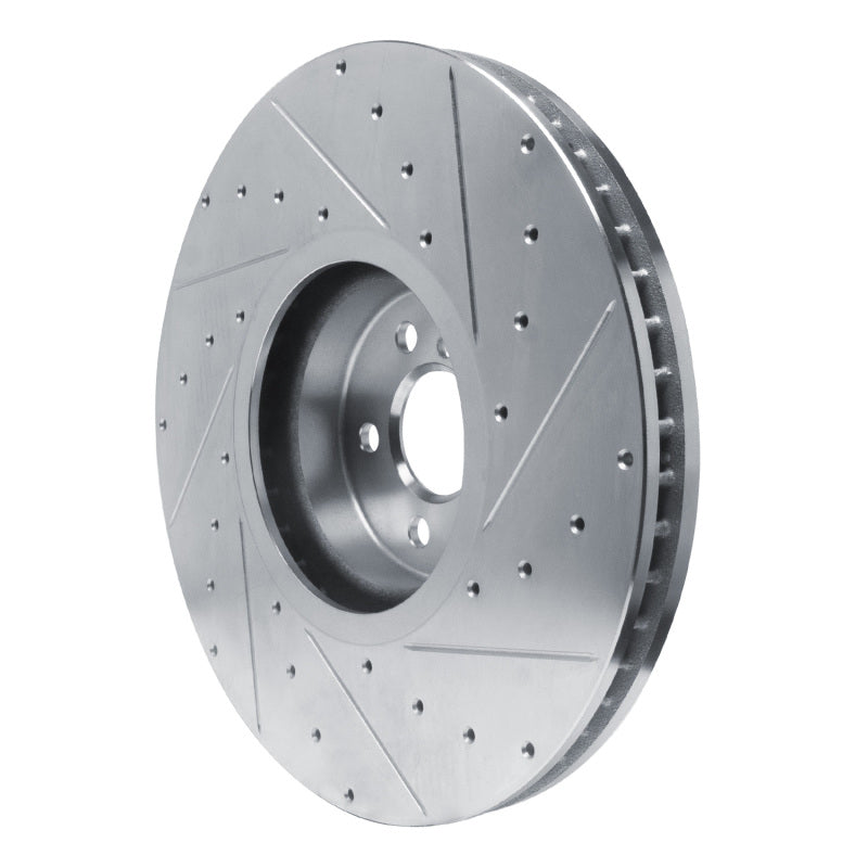 R1 Concepts R1 17-25 BMW X6 Left Front Drilled & Slotted Silver Brake Rotor