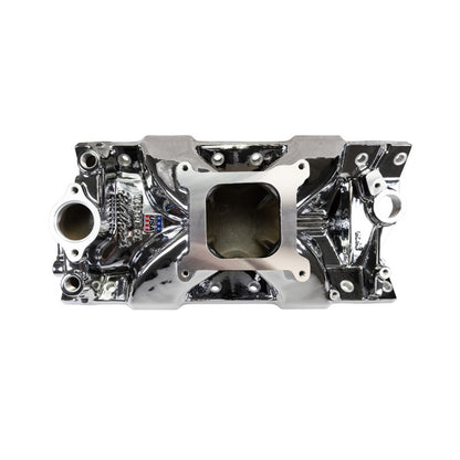Edelbrock Chevy SB Victor Jr. 23 Degree Intake Manifold - Chrome Plasma Finish