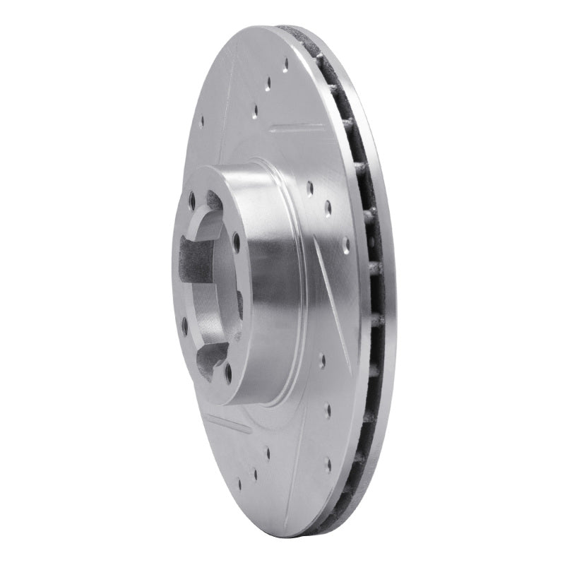 R1 Concepts R1 85-94 Subaru RX Front Left Drilled & Slotted Silver Brake Rotor