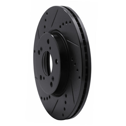 R1 Concepts R1 13-25 Honda Civic Sedan Front Left Drilled & Slotted Black Brake Rotor