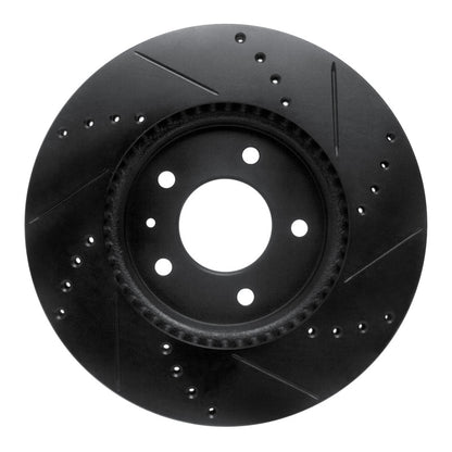 R1 Concepts R1 07-15 Chevrolet Captiva Front Left Drilled & Slotted Black Brake Rotor