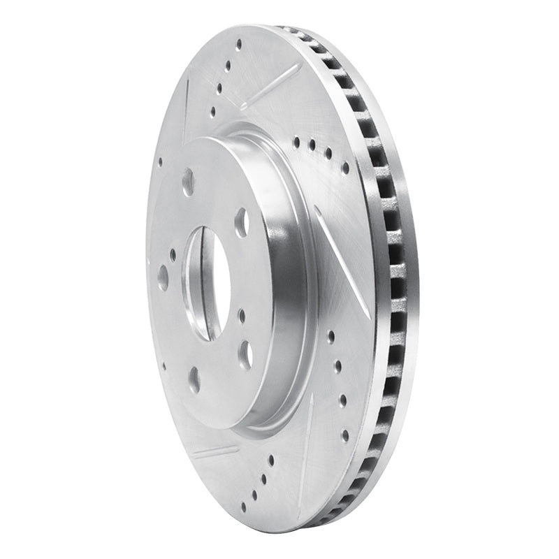 R1 Concepts R1 06-18 Lexus HS250H Front Left Drilled & Slotted Silver Brake Rotor