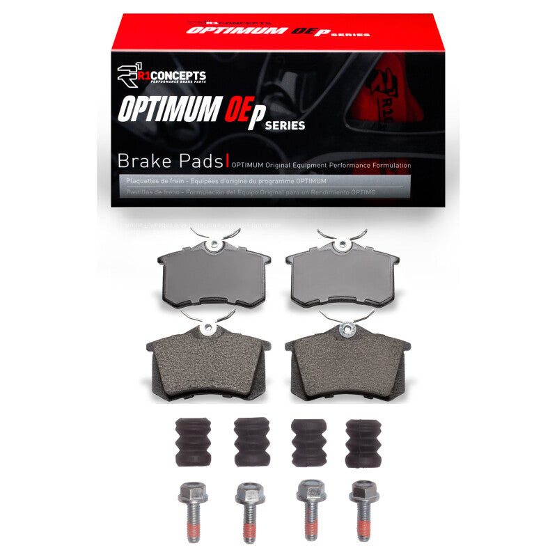 R1 Concepts R1 86-19 Audi A3 Rear Optimum OE Brake Pads & Hardware Kit