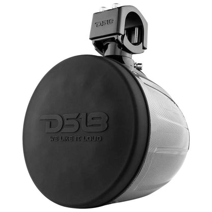 DS18 Compact Pro Towers 8in 250 Watts RMS RGB LEDs PRO-HY8.4B Included Cover Incl Black Crbn Fiber