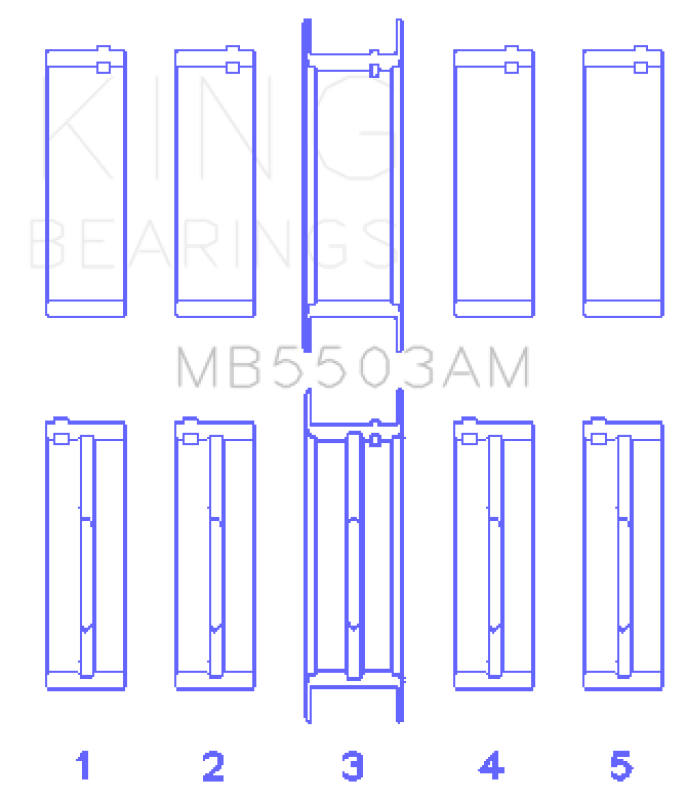 King Engine Bearings Ford V8 351ci 5.8L 16V Crankshaft Main Bearings (Size 040) - Set of 5