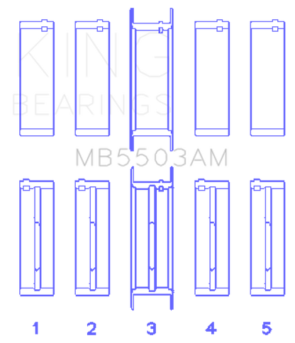 King Engine Bearings Ford V8 351ci 5.8L 16V Crankshaft Main Bearings (Size 040) - Set of 5